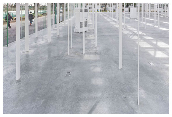 神奈川工科大學KAIT工房／石上純也 Junya Ishigami 你能分辨哪些柱子是壓力構件，哪些是拉力構件嗎？