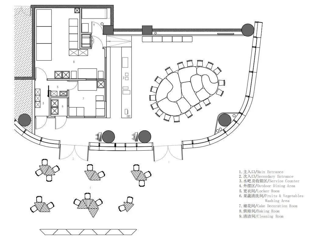 平面圖 21cake+麵包店上海寶山經緯匯店／張永和 非常建築