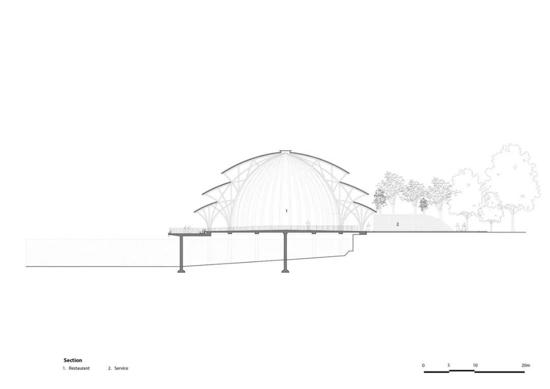 剖面圖,維達納度假村餐廳Vedana Restaurant/武重義 VTN Architects