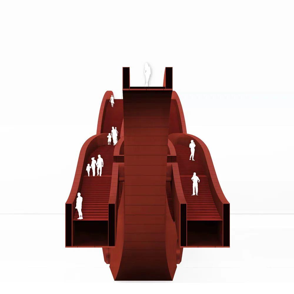 剖立面圖 Elevation，長沙中國結人行步橋／NEXT architects