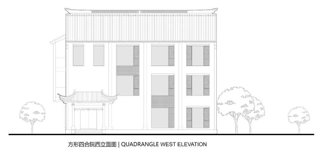 L型合院西立面圖,紹興金昌商學院/零壹城市建築事務所