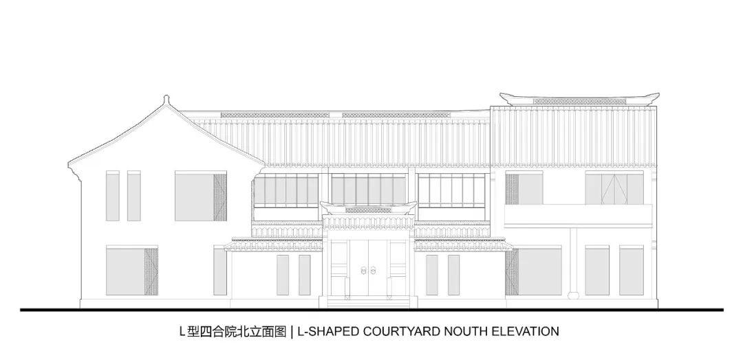 L型合院北立面圖,紹興金昌商學院/零壹城市建築事務所