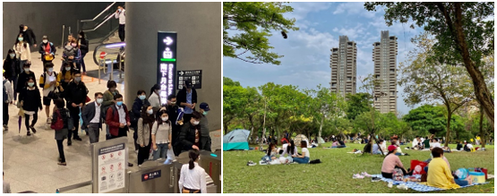 疫情造成了社交距離控制以及個人防疫保護之自律,也增益了城市開放空間之重要性。郭瓊瑩攝