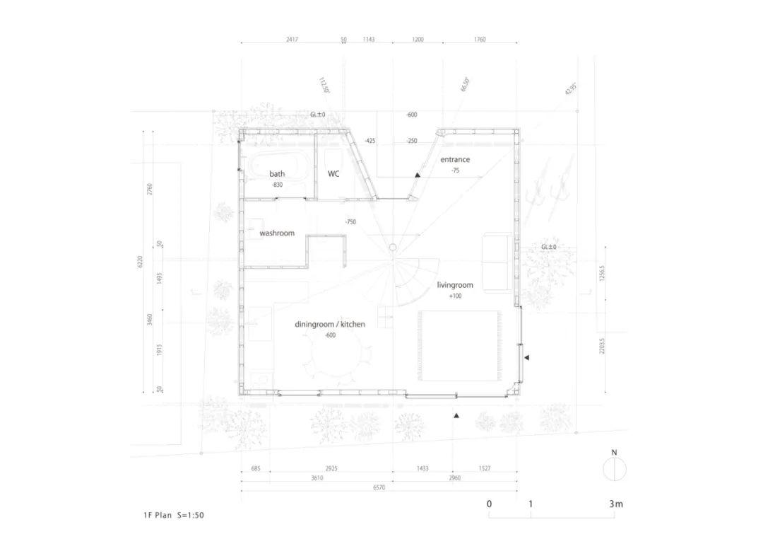 屋頂平面圖,神戶五色山の家/畑友洋建築設計事務所