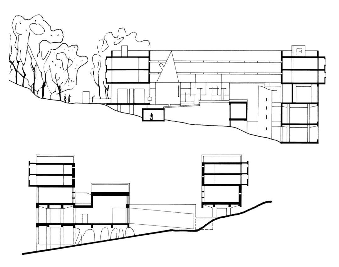 剖面圖 拉圖雷特修道院Sainte Marie de La Tourette/Le Corbusier 柯比意