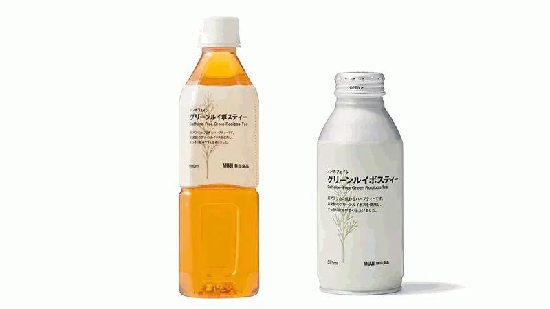 左邊就是我們熟悉的塑膠瓶裝 左邊就是人們熟悉的MUJI飲料塑膠瓶裝