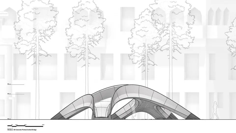 立面圖B 威尼斯Striatus人行步橋/Zaha Hadid Architects