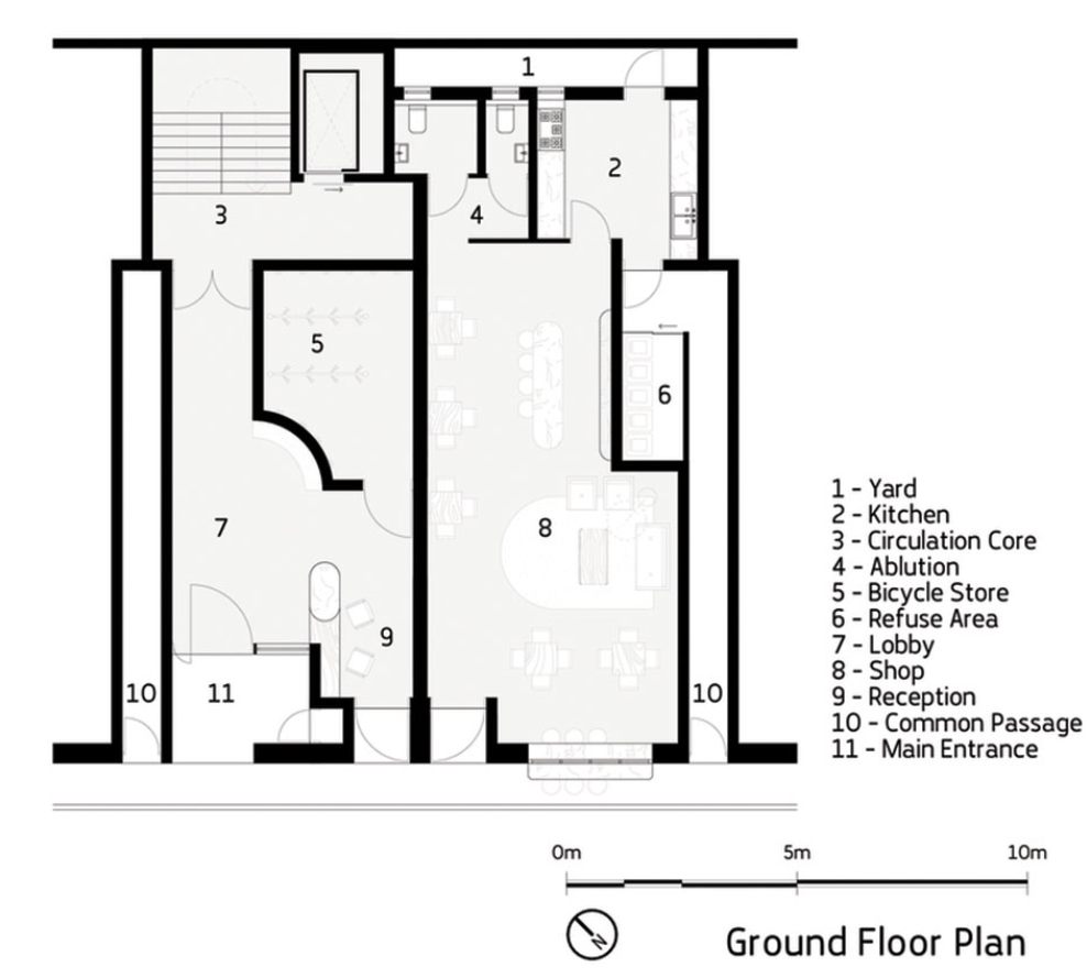 地面層平面圖,南非微型住所Uxolo Apartments/Two Five Five Architects
