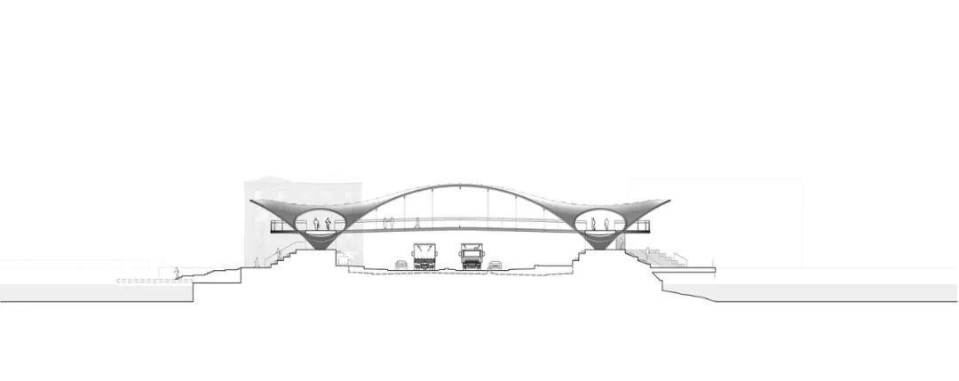 剖面圖 默多克人行步橋Murdoch’s Connection Bridge/Arup+Matter Architecture