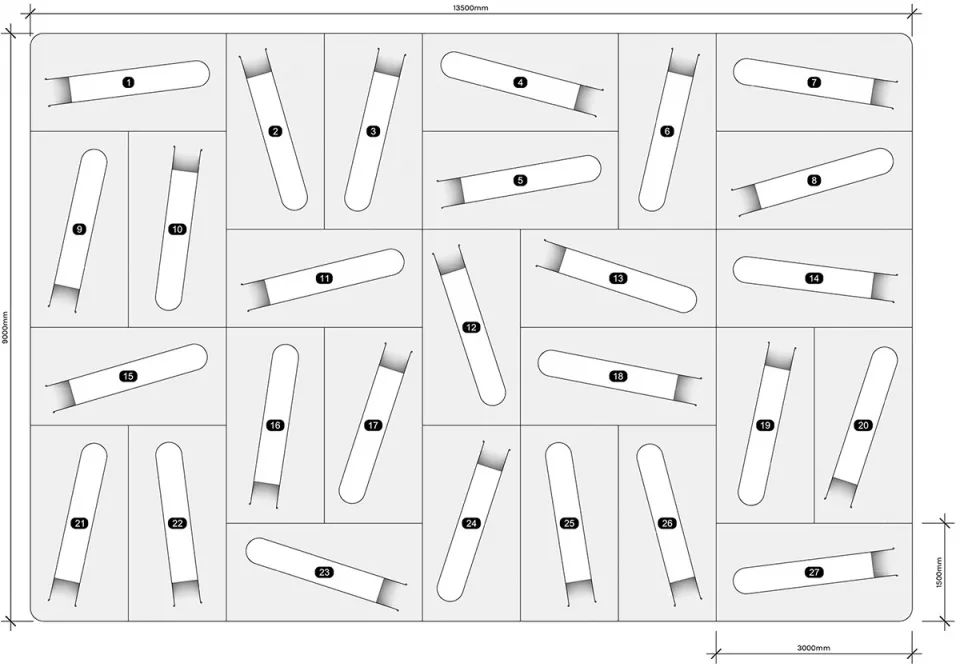 平面圖©Nebbia Works 2021年倫敦設計雙年展互動展亭 森林與天空之間／Nebbia Works