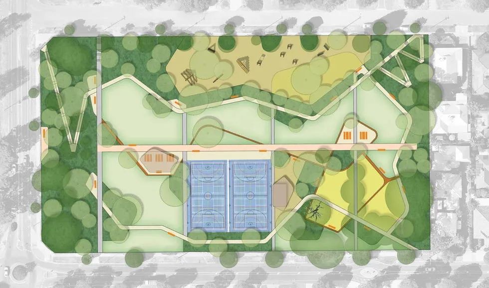 平面圖 Plan © REALMstudios 澳州伯斯社區公園景觀建築設計 Australia Perth Landscape Architecture Design Lathlain Park Community Zones/ REALMstudios + Urbis