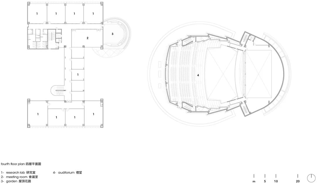 四樓平面圖 Plan©JJP Architects and Planners 國立中央大學教學研究綜合大樓暨大禮堂 ／潘冀聯合建築師事務所