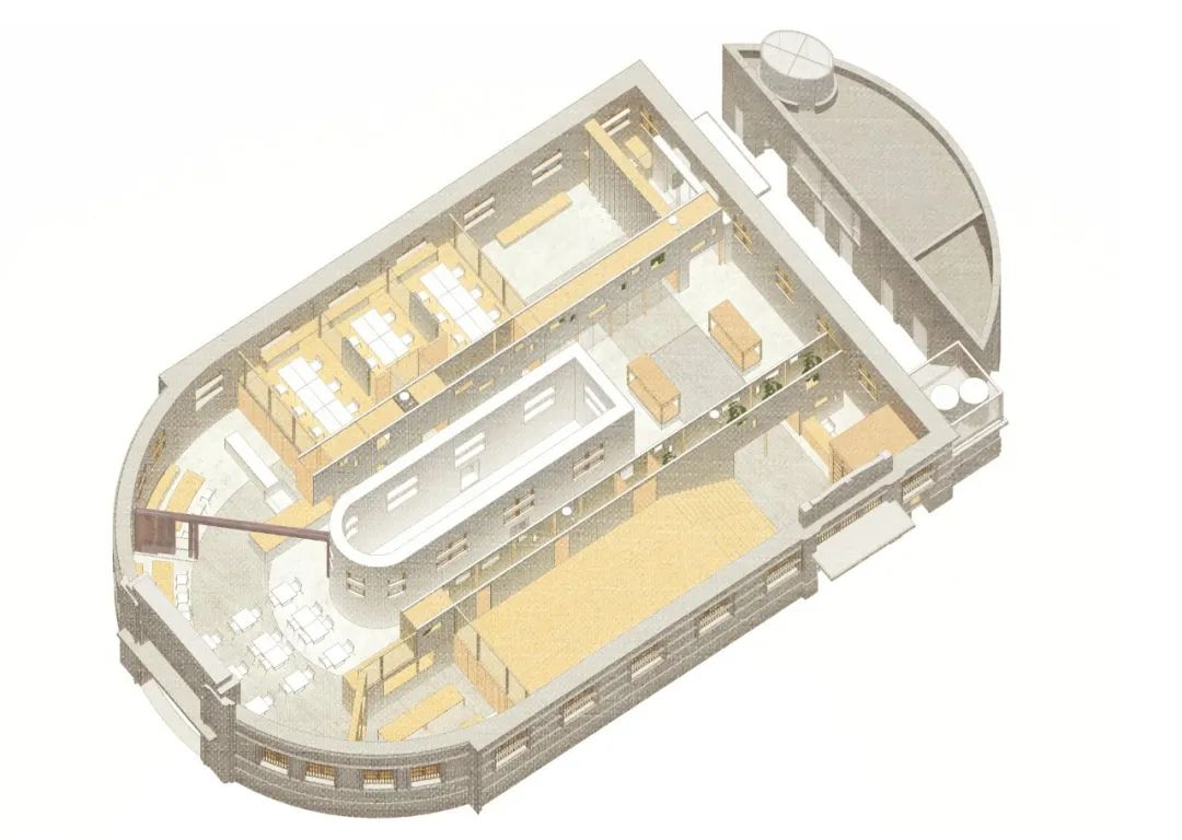 等角透視圖 新富町文化市場／林友寒 Behet Bondzio Lin Architekten