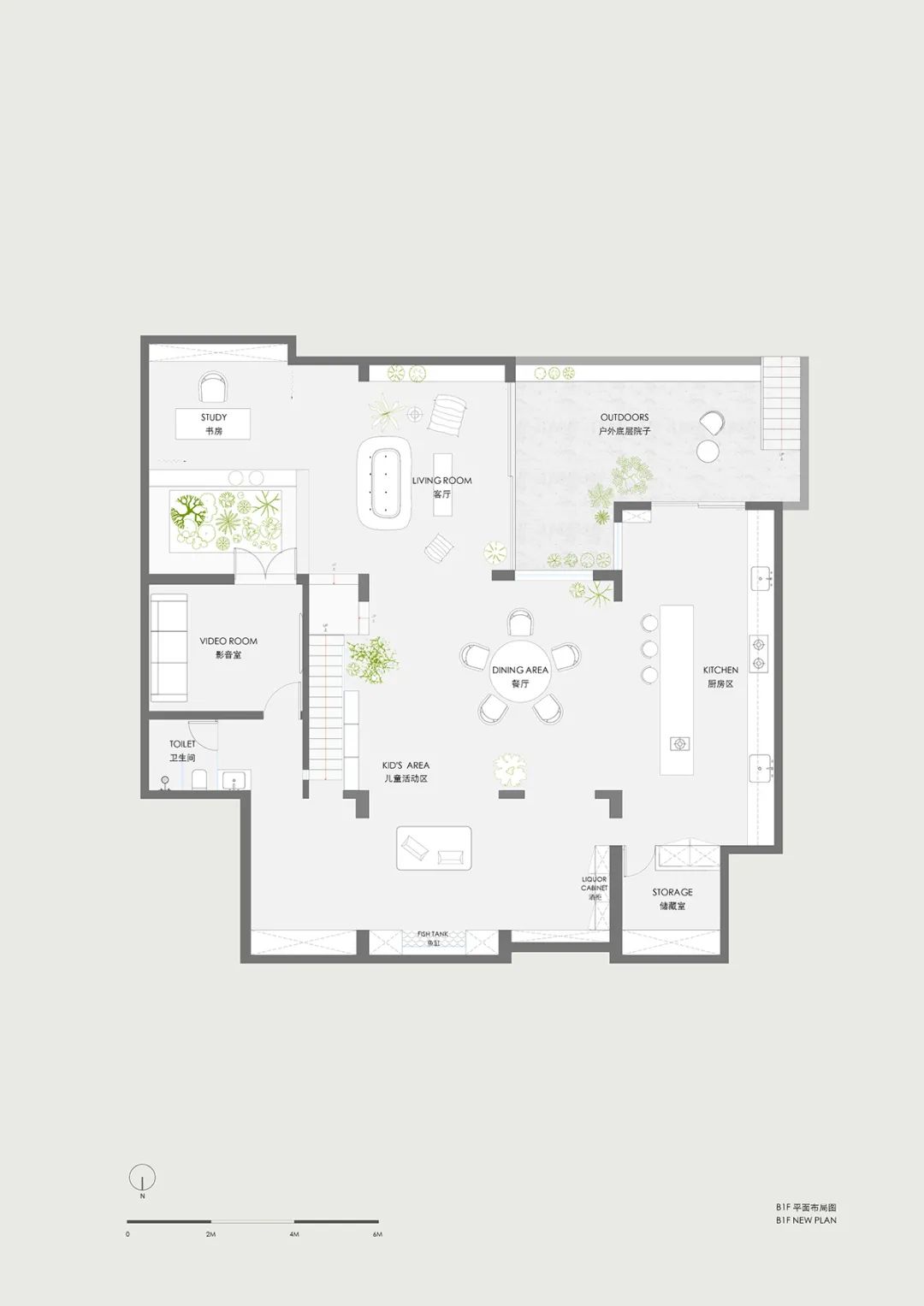 地下層平面圖 Plan 上海植物之家私人住宅室內設計／漫縵設計