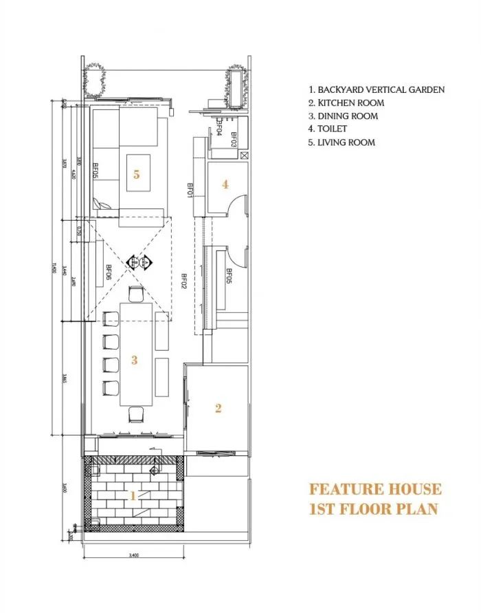 1F平面圖 Plan 泰國曼谷私人住宅Thailand Bangkok Feature House／Apostrophy’s