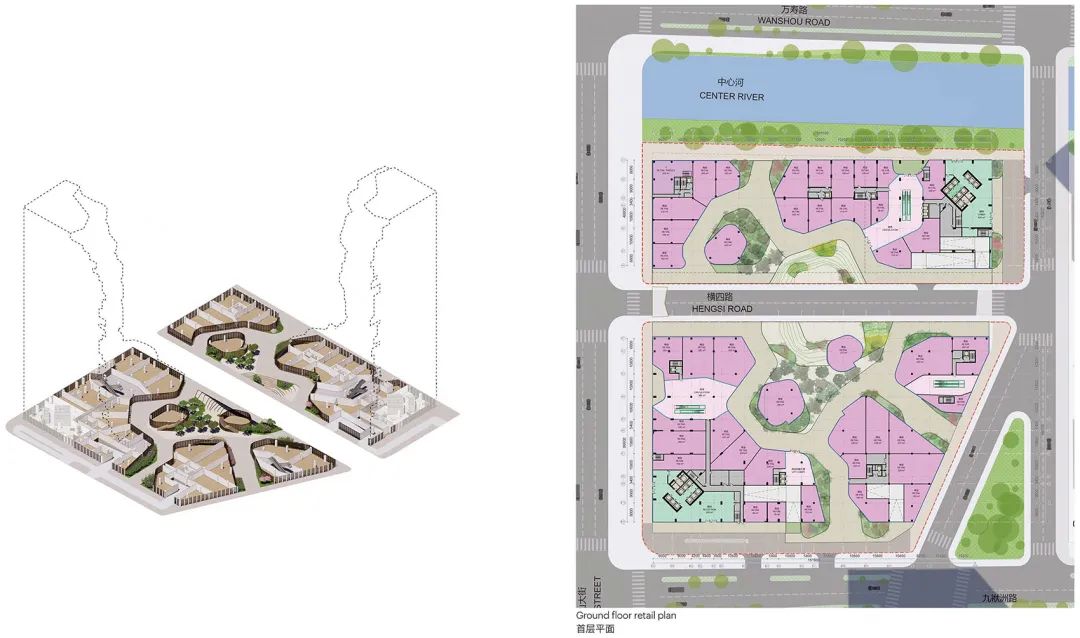 商業層平面圖 Plan  南京綠洲住宅大樓Oasis Towers／MVRDV