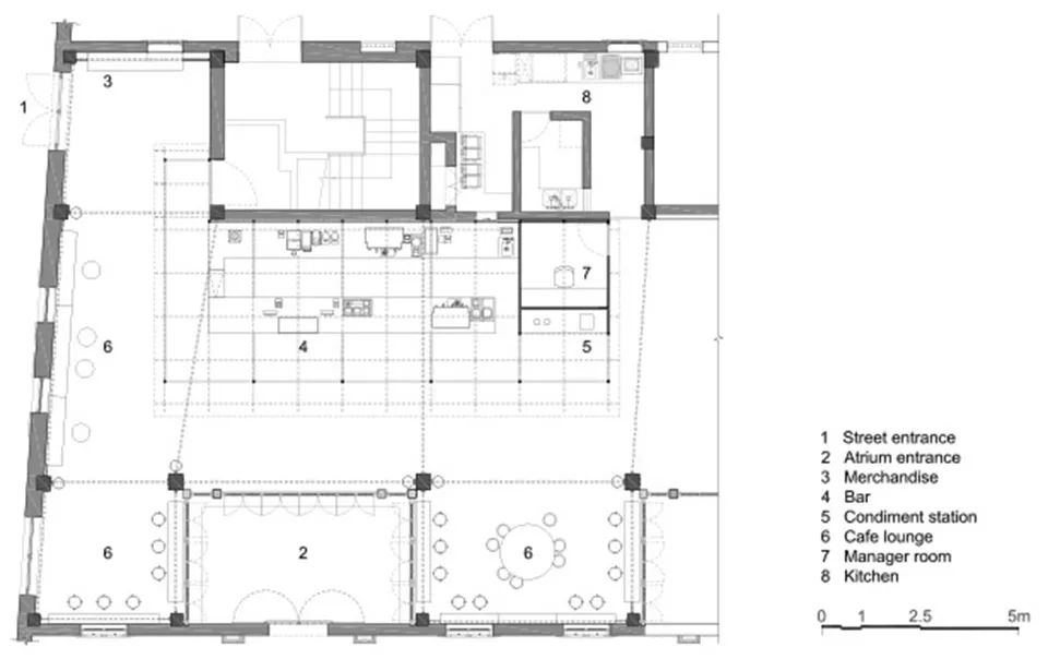 平面圖 Plan 上海 廬·BLUE BOTTLE藍瓶咖啡張園店／如恩設計