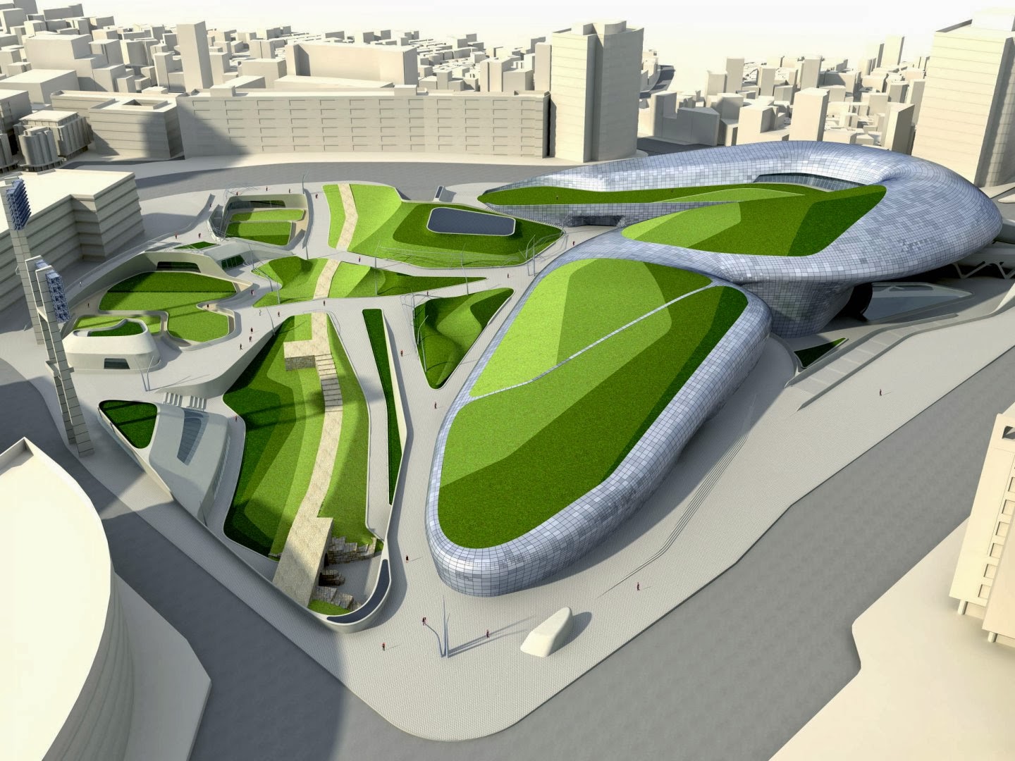 Zaha Hadid 的韓國綠建築 Dongdaemun Design Plaza And Park Fam