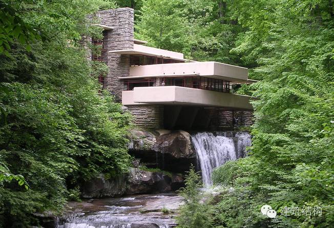 美國建築師Frank Lloyd Wright設計的落水山莊（Fallingwater，1939）
