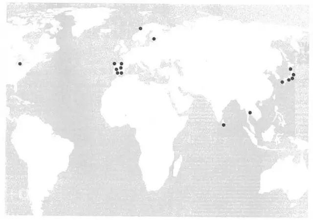 《Architecture Review》發表的2011年Emerging Architecture作品的分佈圖