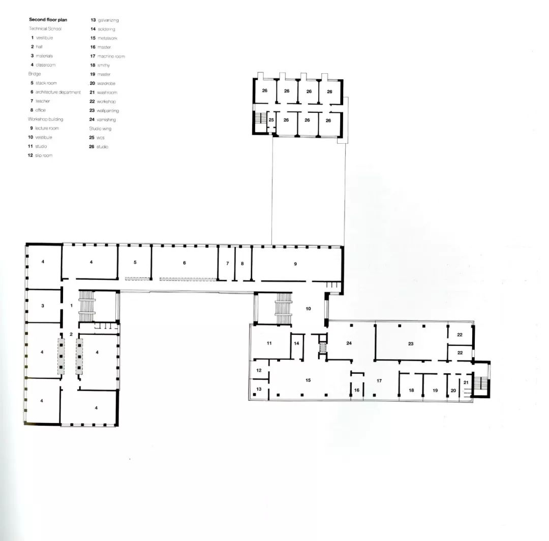 平面圖，德國包浩斯校舍 The Bauhaus building in Dessau╱Walter Gropius