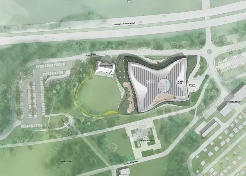 建築配置平面圖，瑞士洛桑奧林匹克之家Olympic House╱3XN Architects