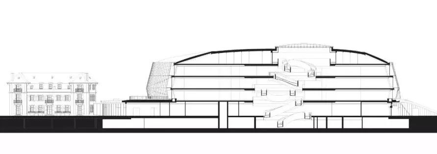 剖面圖，瑞士洛桑奧林匹克之家Olympic House╱3XN Architects
