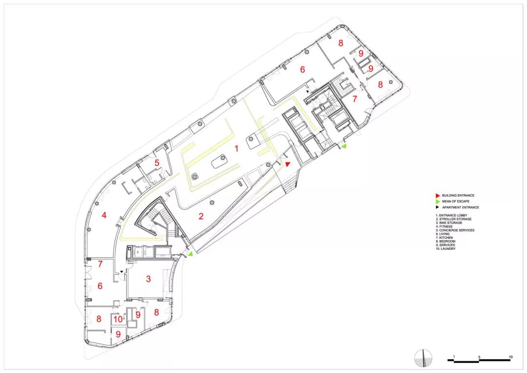 平面圖，米蘭CityLife公寓╱Zaha Hadid Architects