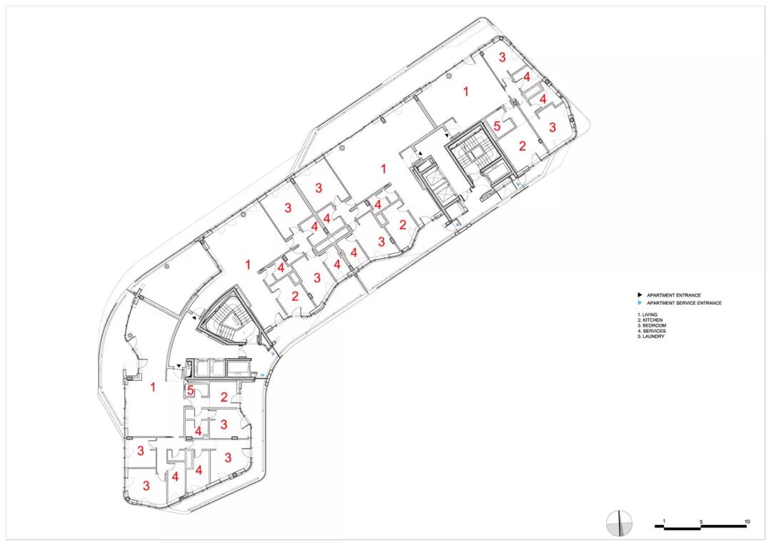 平面圖，米蘭CityLife公寓╱Zaha Hadid Architects