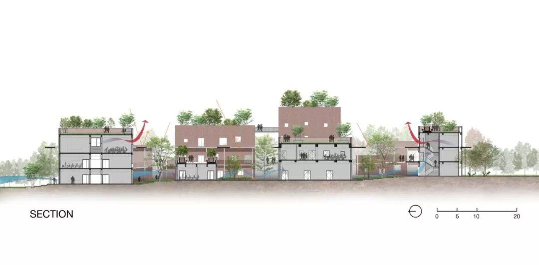 剖面圖 Section 越南電信公司Viettel學院教育中心╱VTN Architects Vo Trong Nghia 武重義建築師事務所