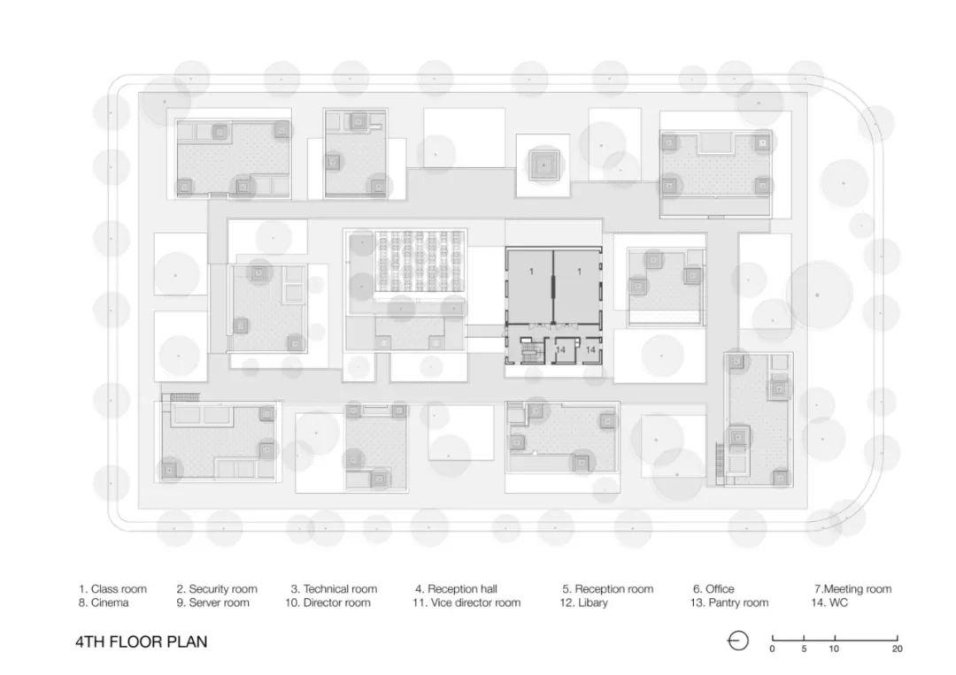 平面圖 Plan 越南電信公司Viettel學院教育中心╱VTN Architects Vo Trong Nghia 武重義建築師事務所