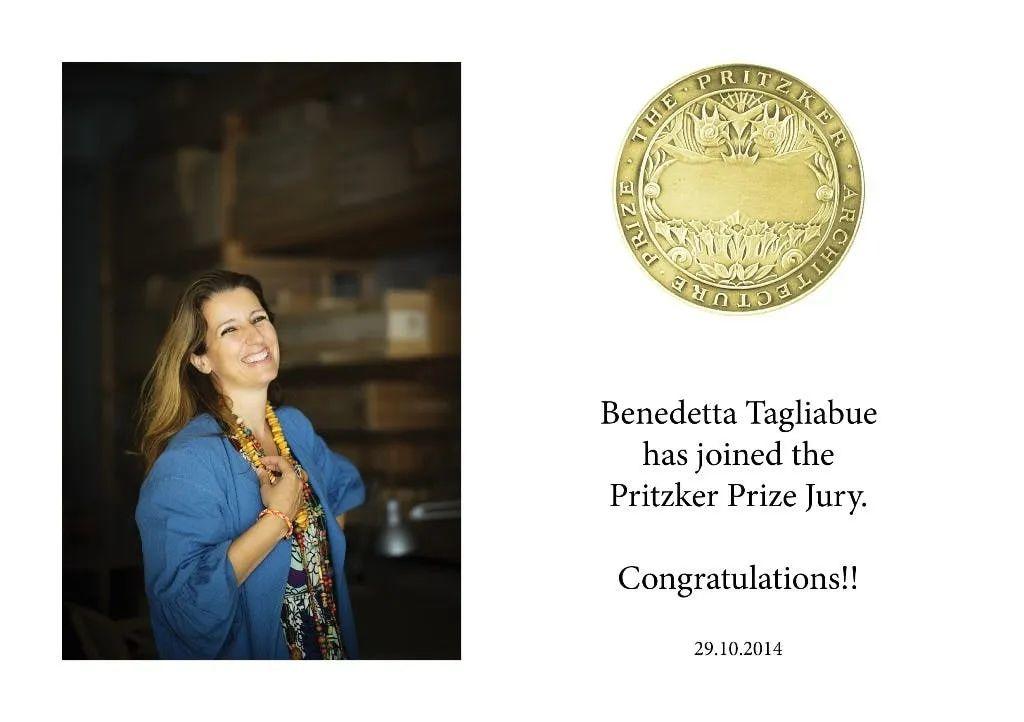 Benedetta Tagliabue被選為普立茲克建築獎評審委員