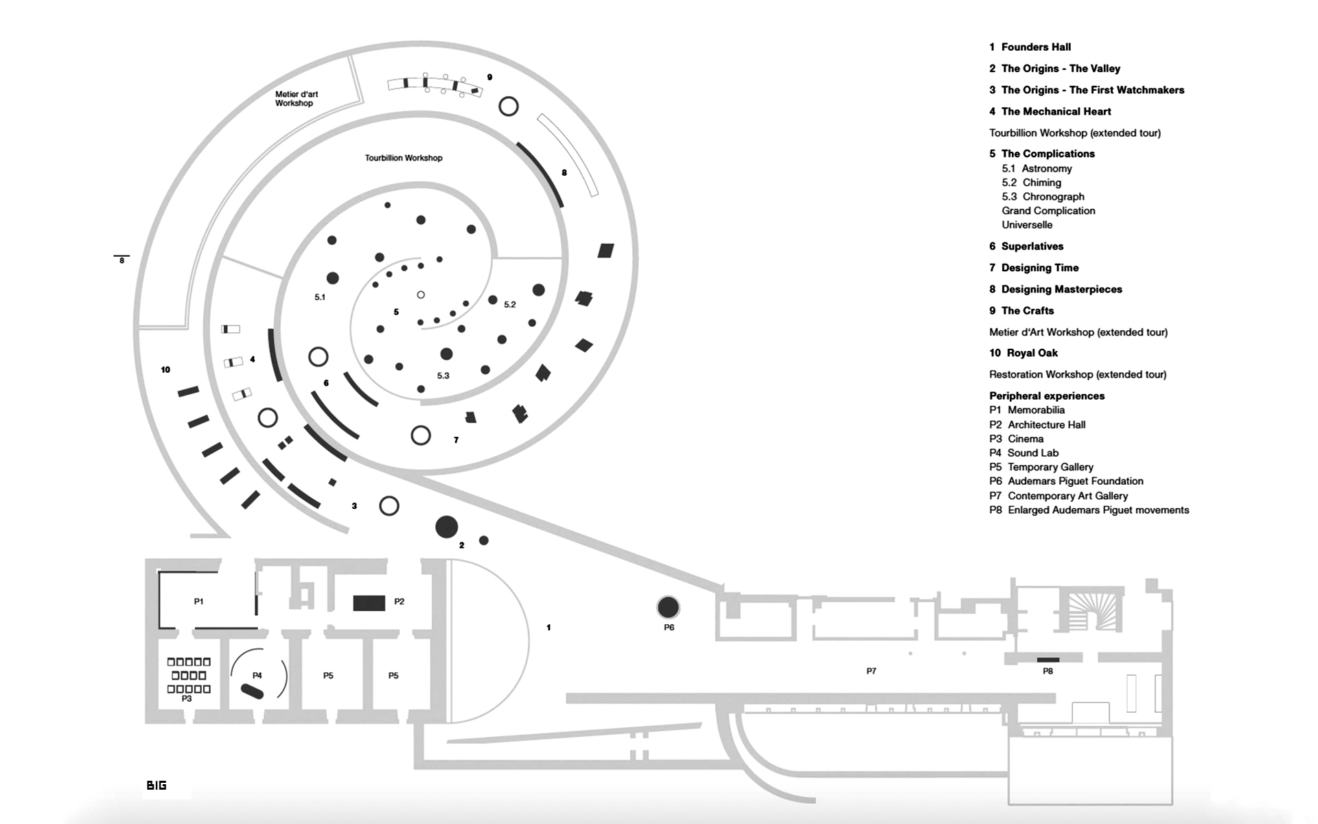 平面圖，愛彼錶博物館 Musée Atelier Audemars Piguet╱BIG ‧ Bjarke Ingels Group