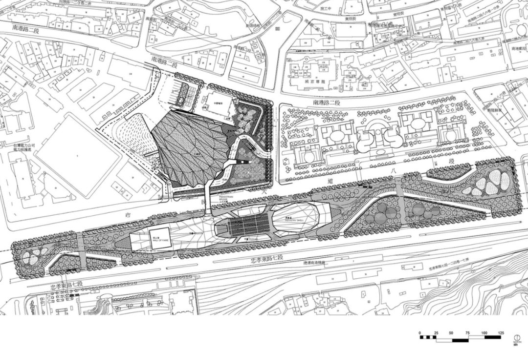 Taipei Music Center 台北流行音樂中心╱RUR Architecture + 宗邁建築師事務所：基地平面圖