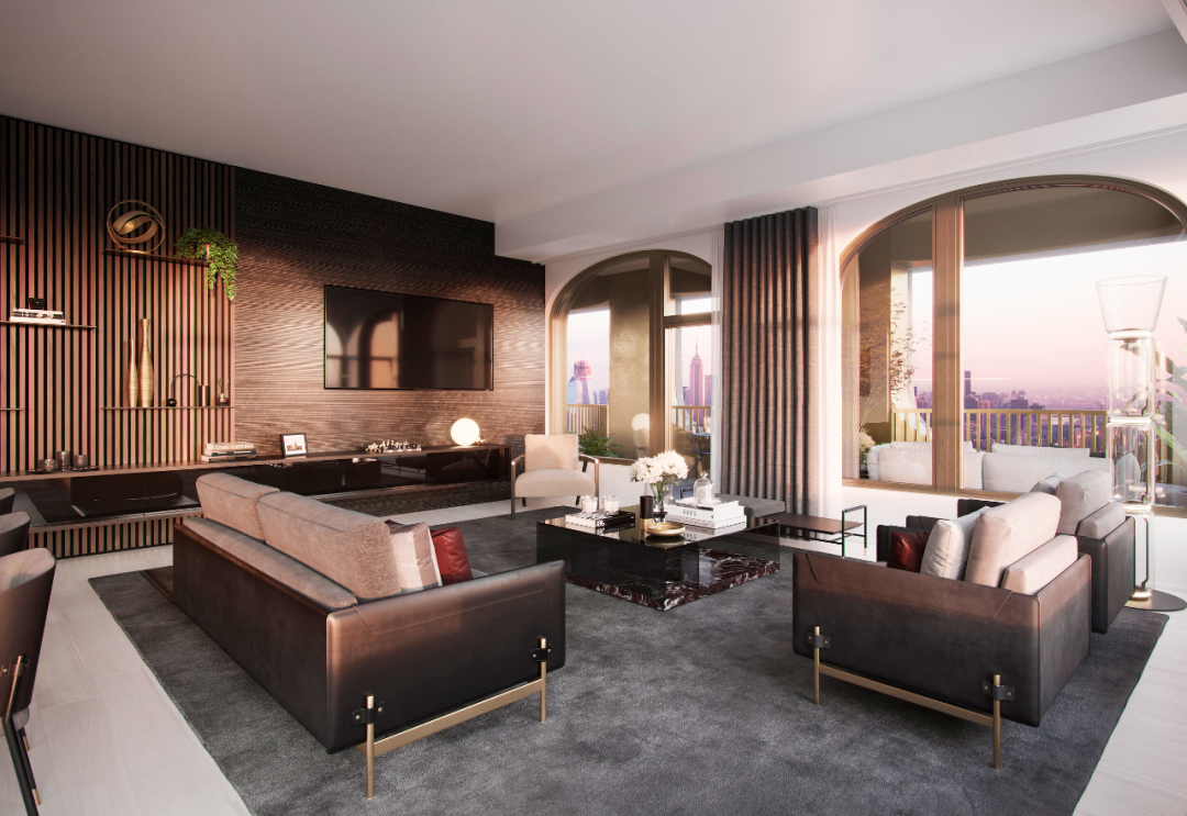 interior design 室內設計 起居室 客廳 living room New York City NYC Manhattan 130 William Luxury Condo 曼哈頓豪宅/Aston Martin David Adjaye