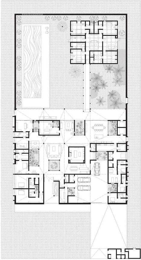地面層平面圖 Plan 馬來西亞單層私人住宅 Malaysia Cloister House／Formwerkz Architects