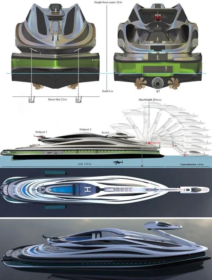 天鵝形巨型遊艇Avanguardia/Lazzarini Design