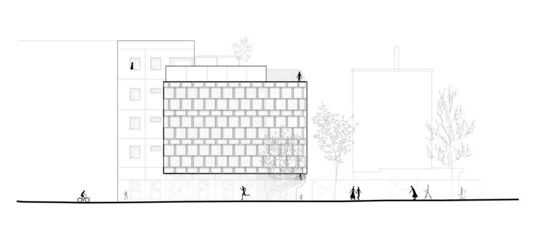 立面圖 Paris Kindergarten 巴黎綠建築幼兒園Creche Justice Nurserie／BFV Architectes