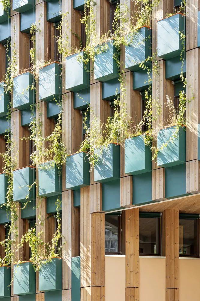 建築立面大量擺設了植栽槽形成垂直綠化，巴黎Edison Lite公寓／Manuelle Gautrand Architecture