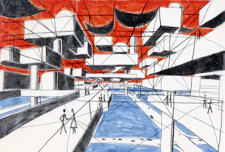 「移動建築」理論手繪圖／Yona Friedman