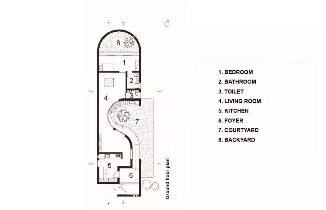 地面層平面圖，台南白河進之宅／境衍設計 林柏陽建築師事務所