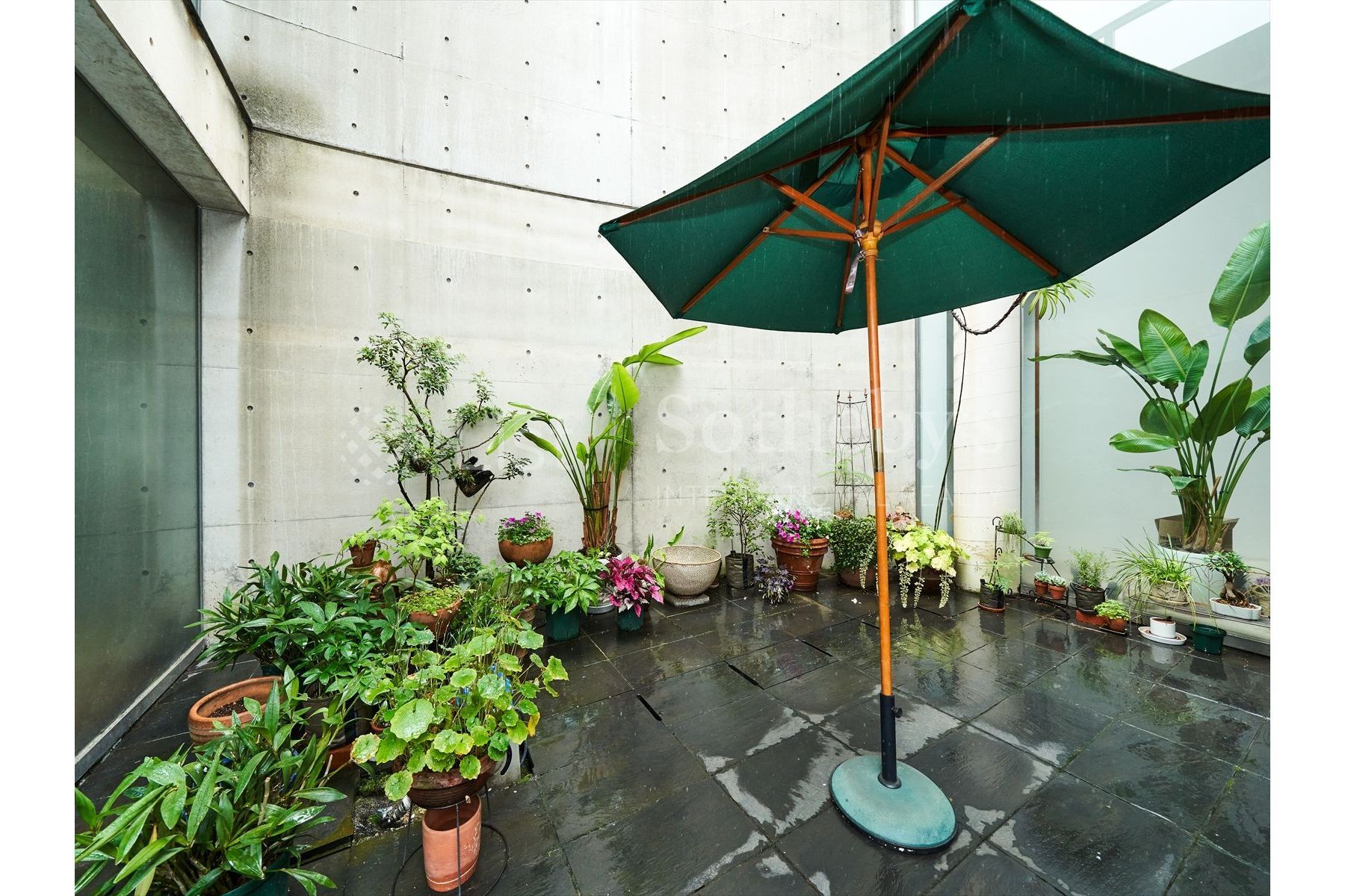 安藤忠雄設計的三層樓住宅，庭院空間