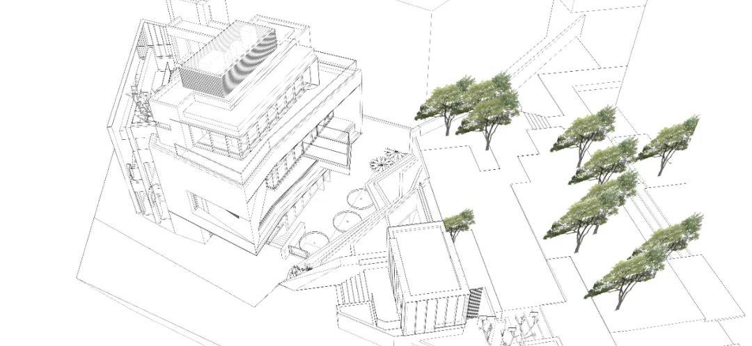 等角透視圖，長群建設「享空間」文化中心 / 冶鑄建築+設計工坊