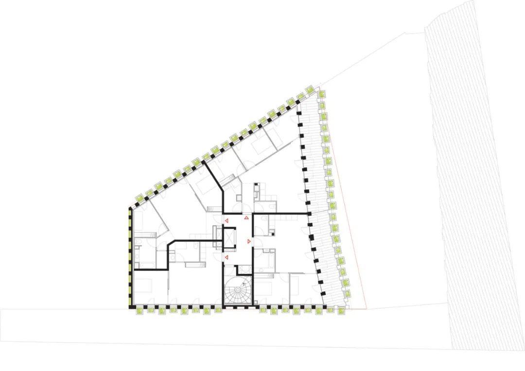 住宅單元平面圖，巴黎Edison Lite公寓／Manuelle Gautrand Architecture