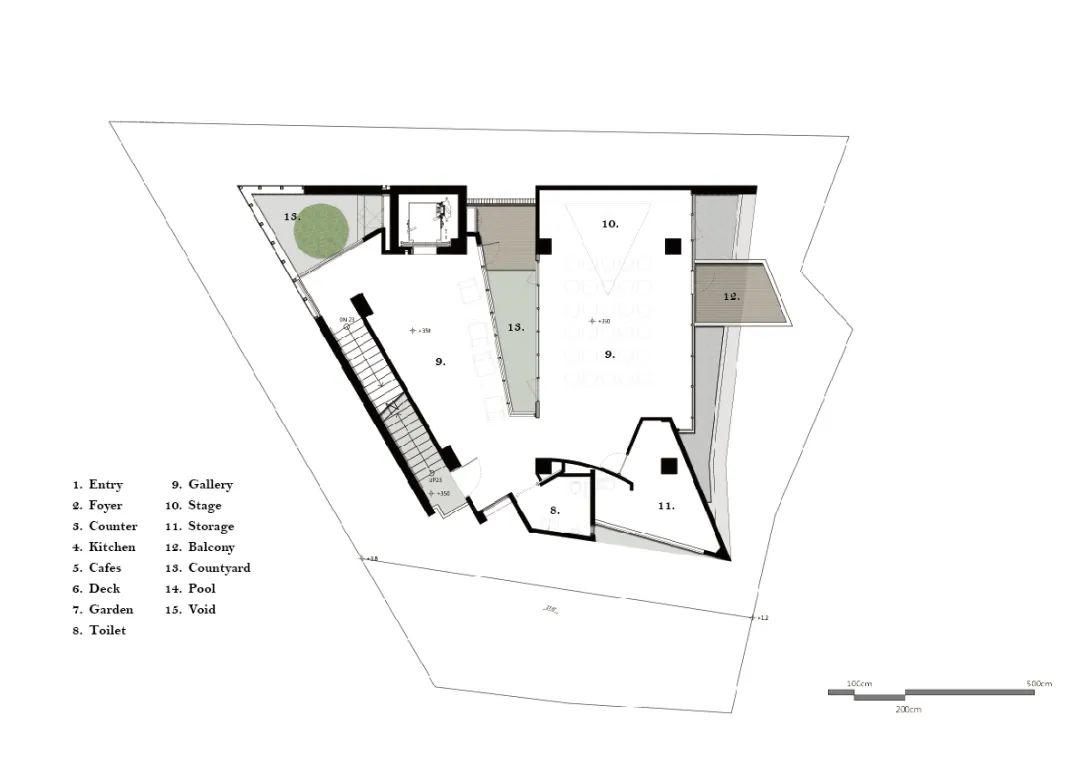 二樓平面圖 Plan，長群建設「享空間」文化中心 / 冶鑄建築+設計工坊