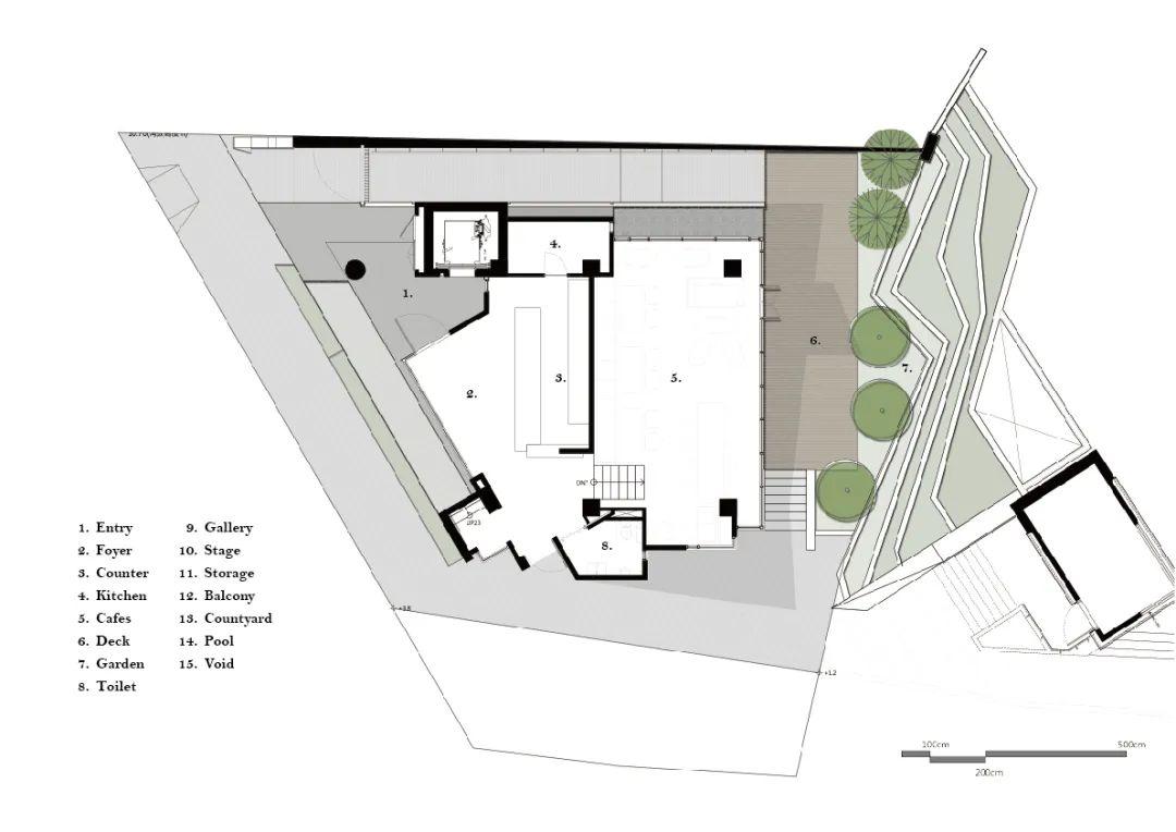 地面層平面圖 Plan，長群建設「享空間」文化中心 / 冶鑄建築+設計工坊