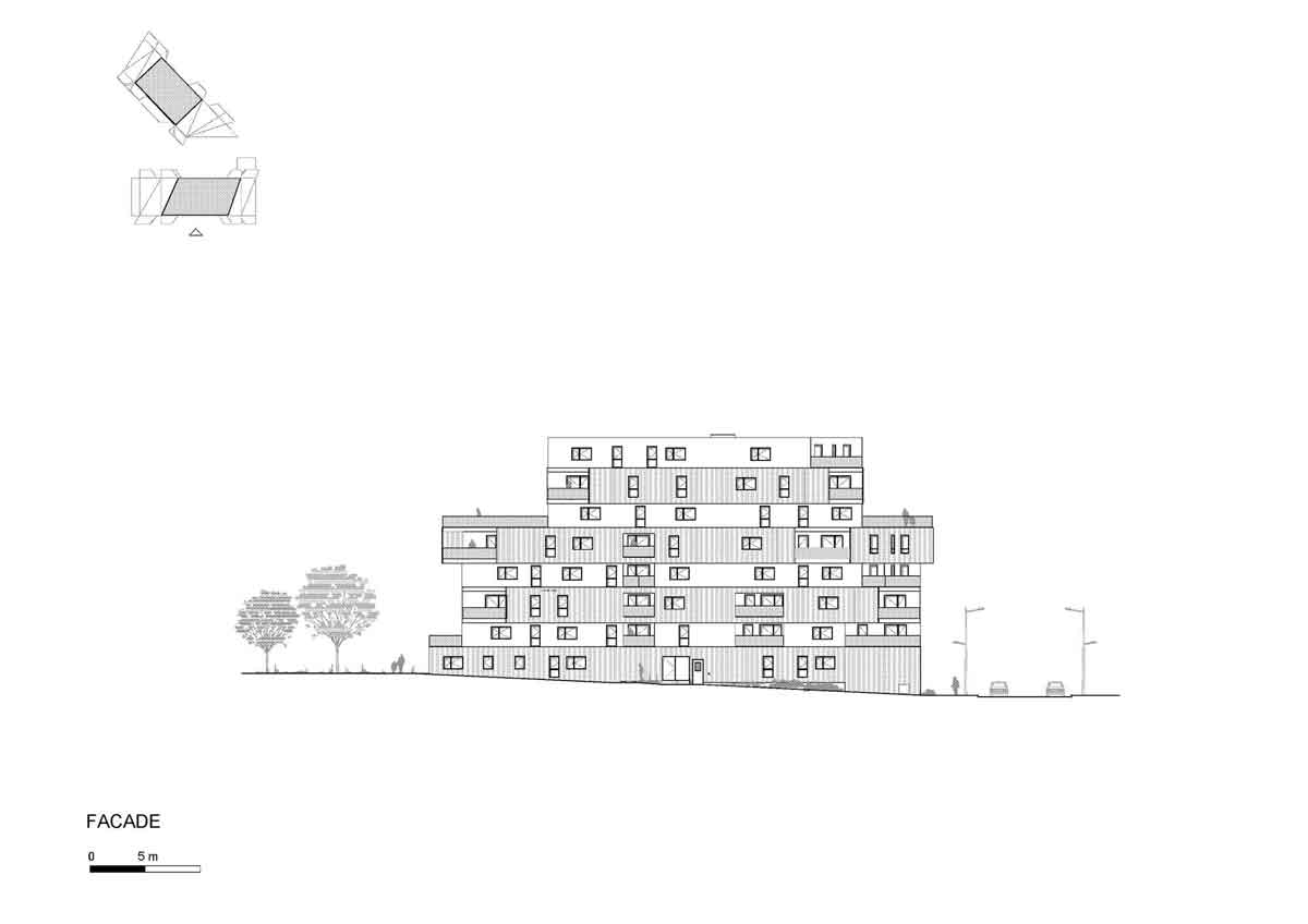立面圖，法國社會住宅L’Equatoria Apartments／Christophe Rousselle Architecte