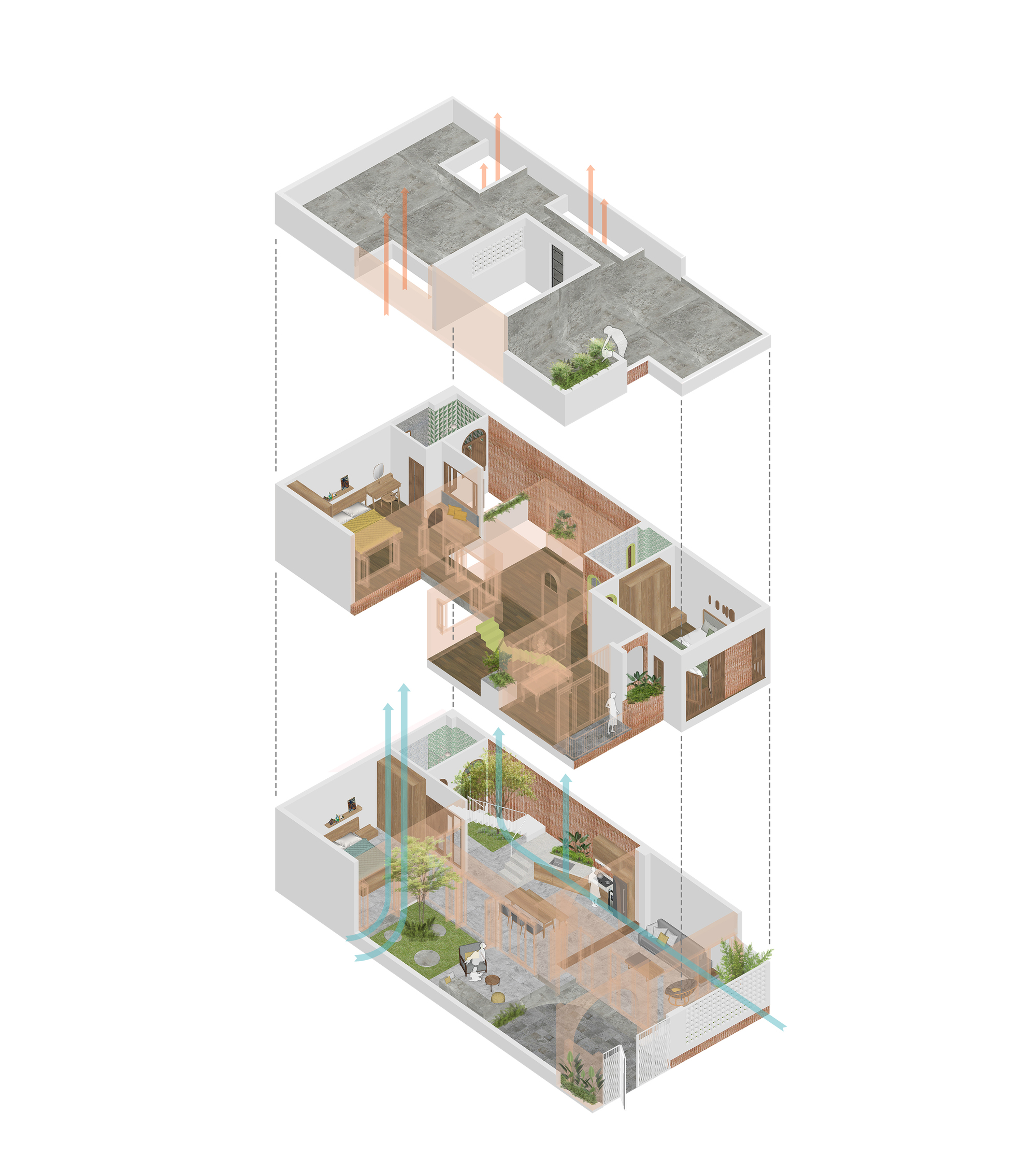 空間解析圖,越南廣義市私人住宅A-House/IZ Architects