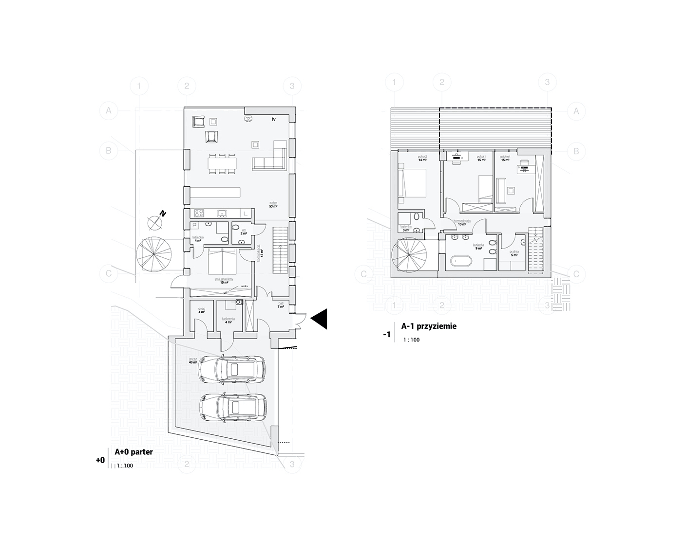 平面圖，波蘭湖畔私人住宅／MAKA.STUDIO