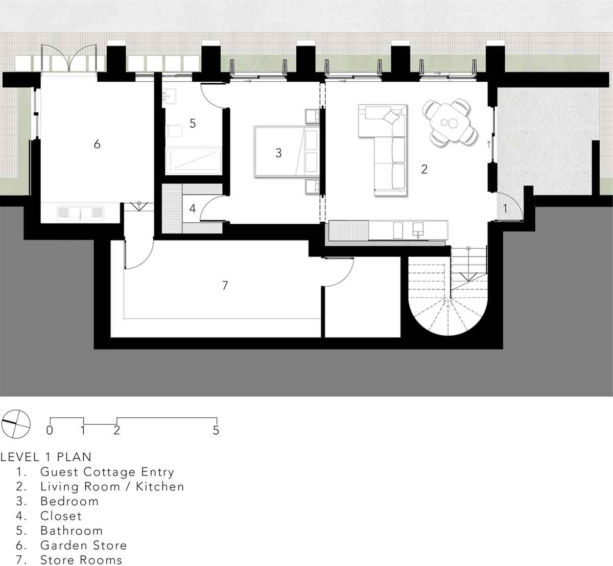 1F平面圖，南非莊園客房及健身房／Malan Vorster Architecture Interior Design
